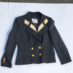 Weill Paris Black and Cream Double-Breasted Wool Blazer with Tailored Fit